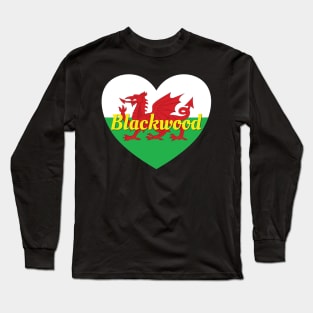 Blackwood Wales UK Wales Flag Heart Long Sleeve T-Shirt